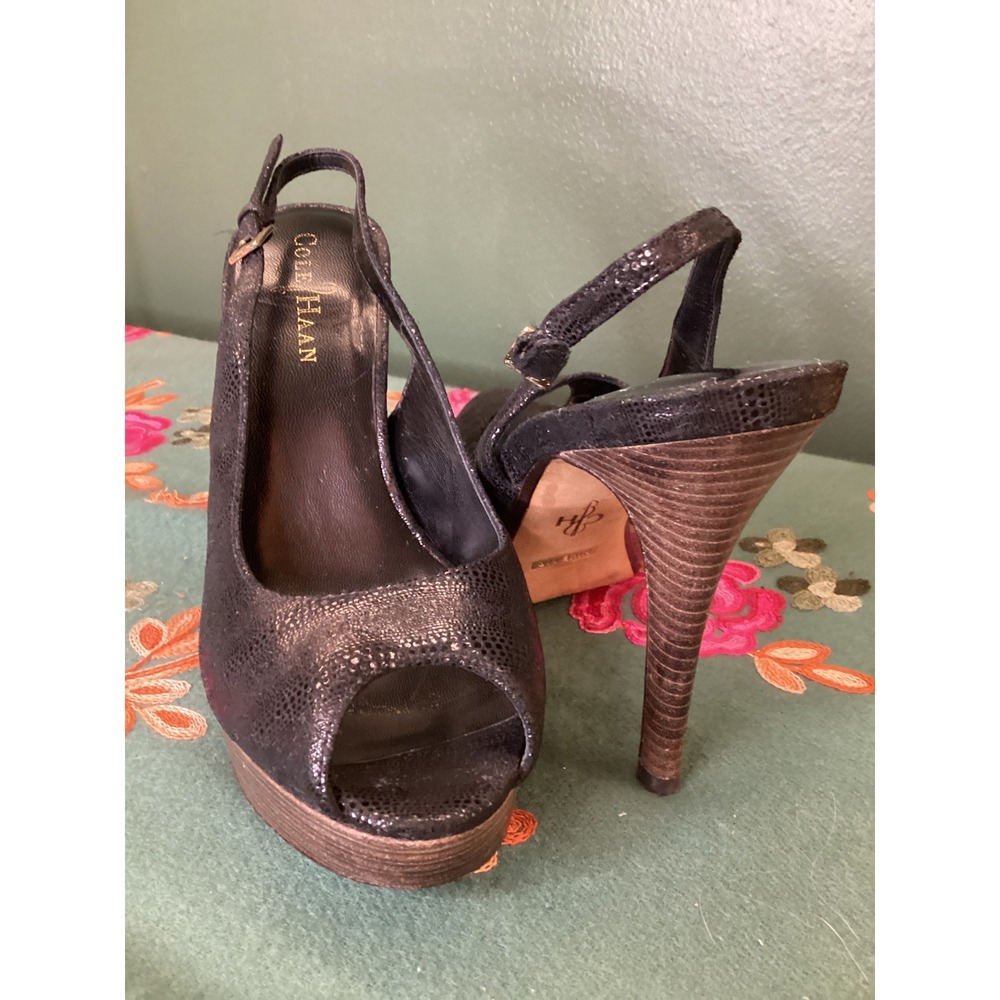 Cole Haan‎ Slingback Pumps Women 7.5B Black Nike Air Platform